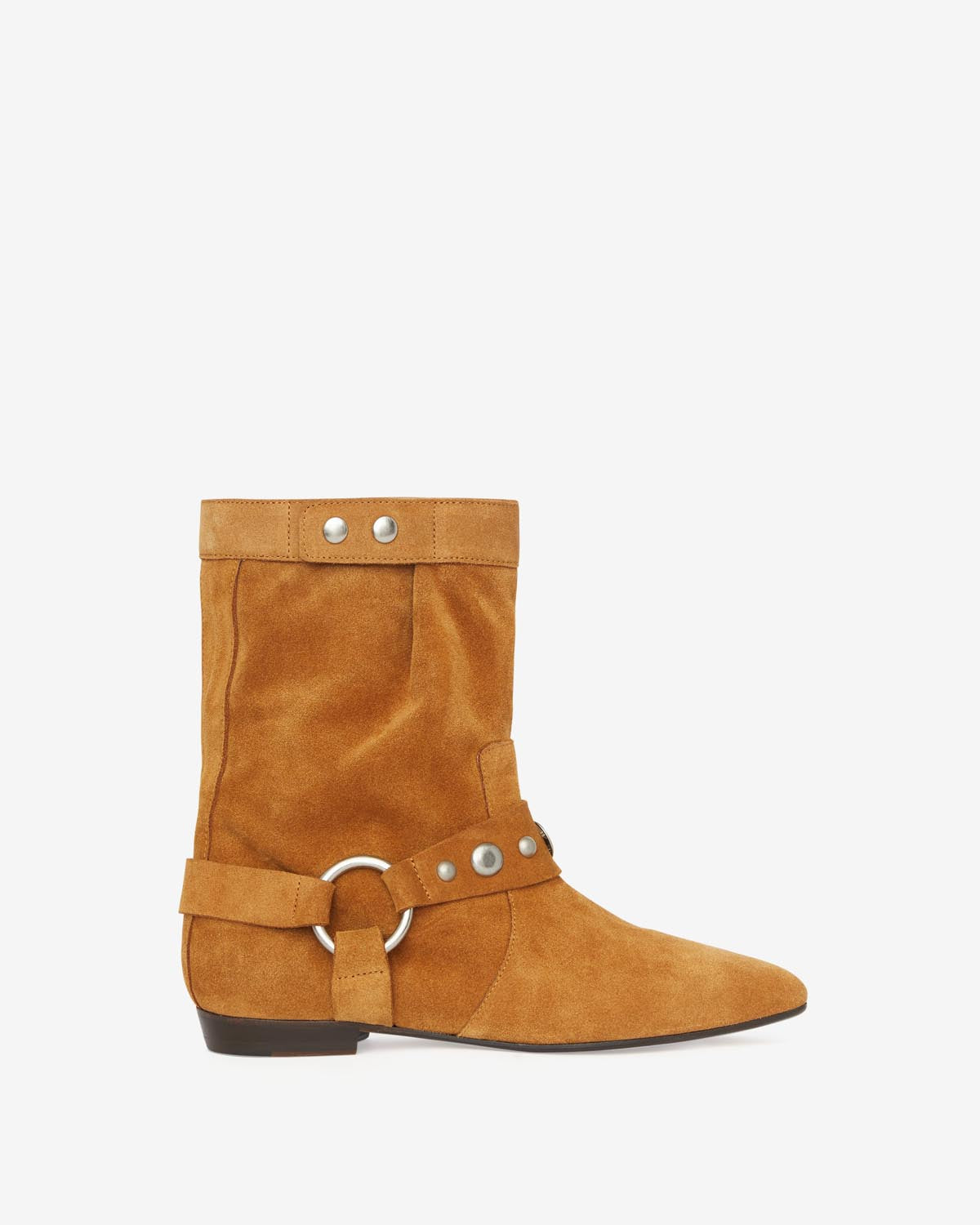 Botas bajas planas de piel de ante de becerro stania - Cognac - Woman - 1