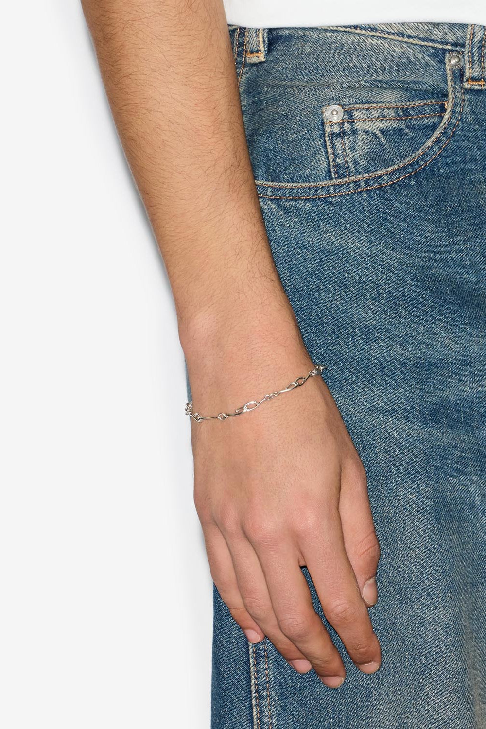 Bracciale a catena in ottone argentato sachi - Argento - Man - 2