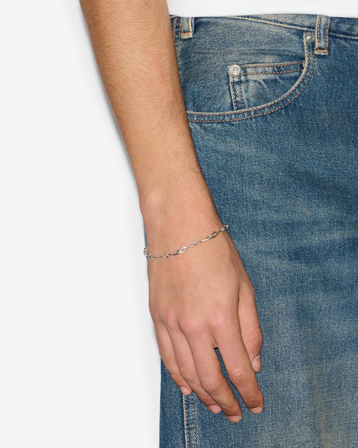 Bracciale a catena in ottone argentato sachi - Argento - Man - 2