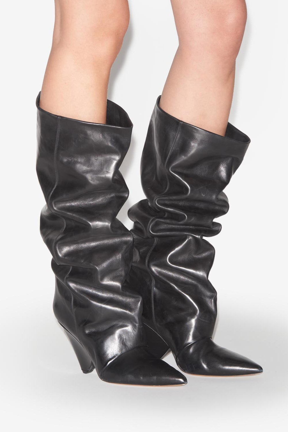 Lyena high-heeled boots in calfskin leather - Black - Woman - 5