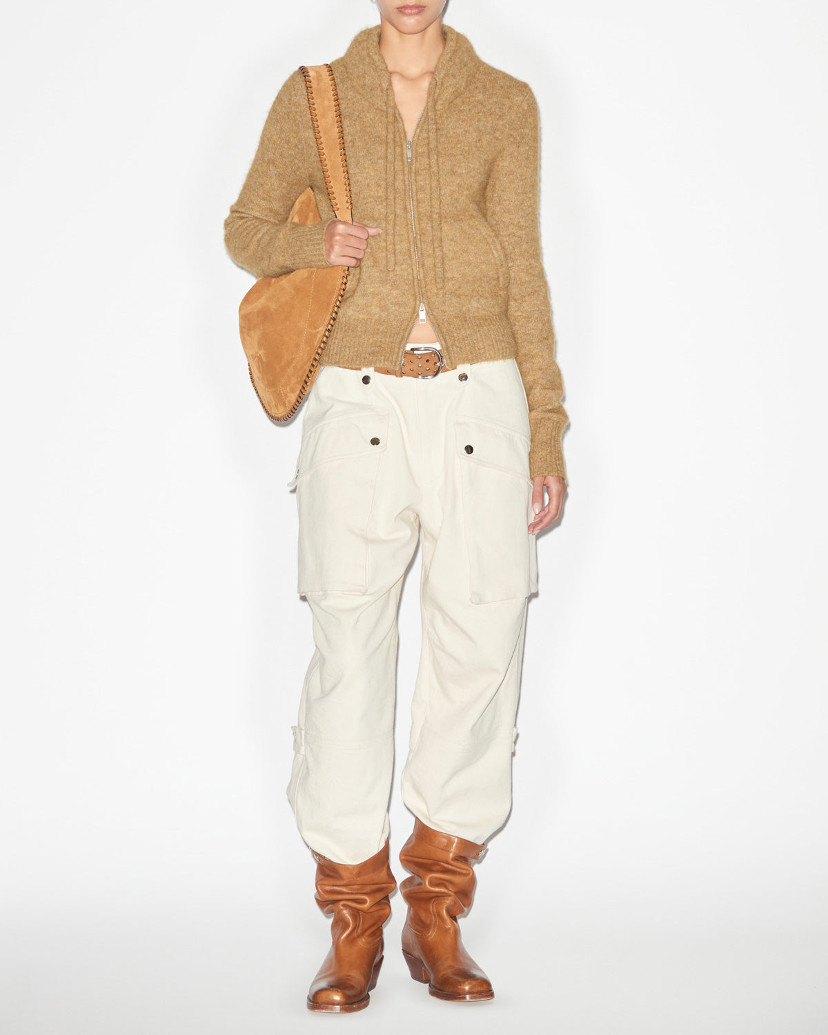 Cardigan milly en maille alpaga unie - Honey - Woman - 1