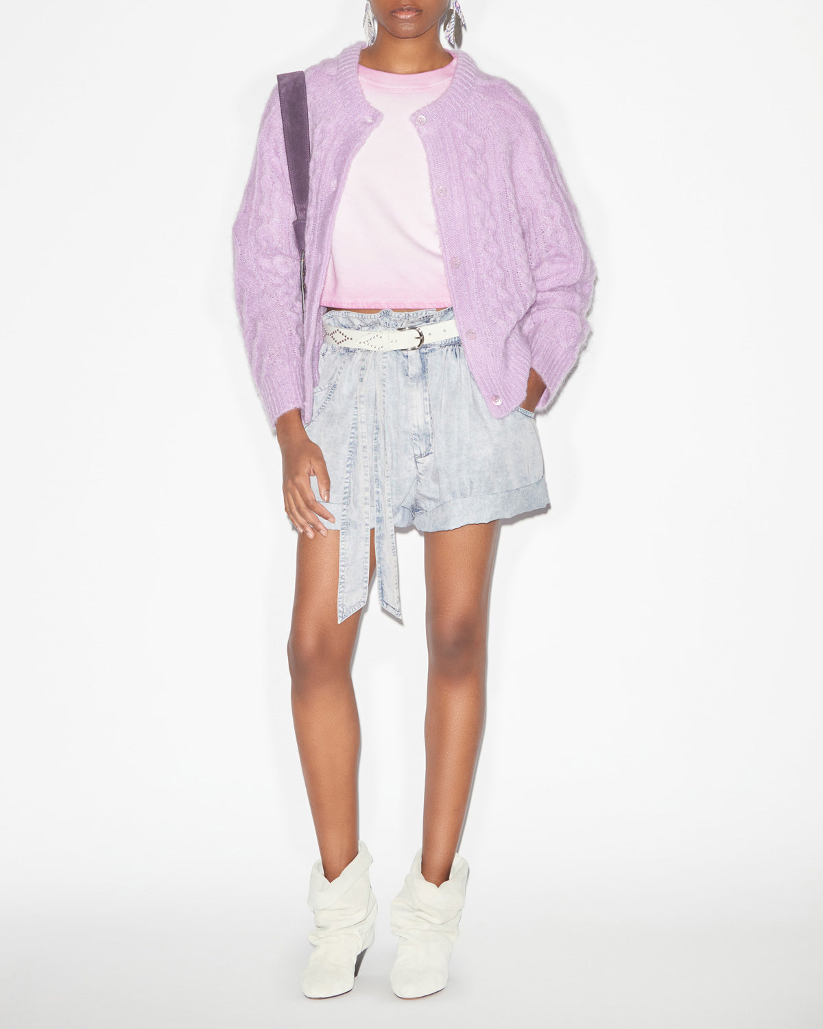 Ery cardigan in cable knit - Lavender - Woman - 1