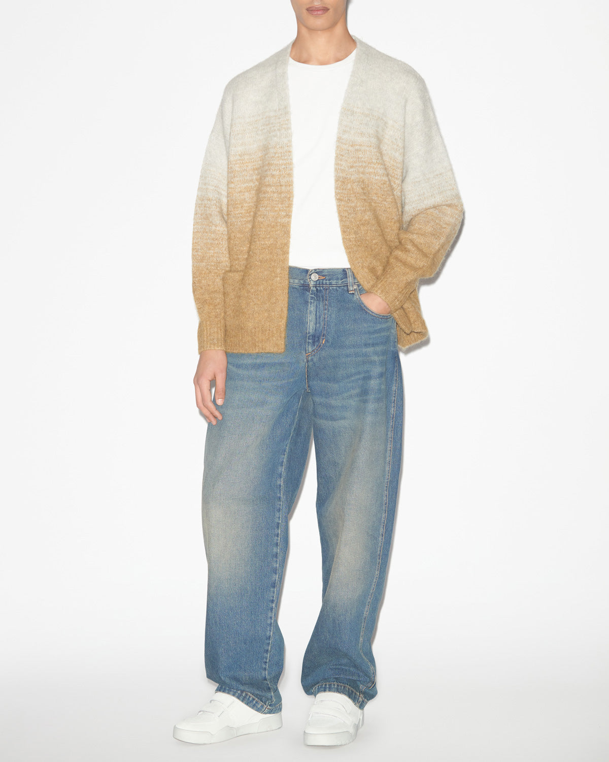 Cárdigan daneah de punto de alpaca degradado - Honey - Man - 1