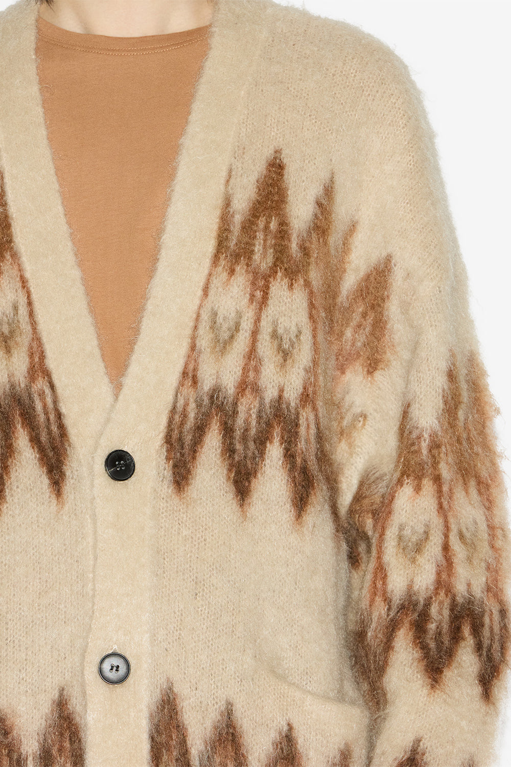 Nielson mohair fair isle pattern cardigan - Orange - Man - 3