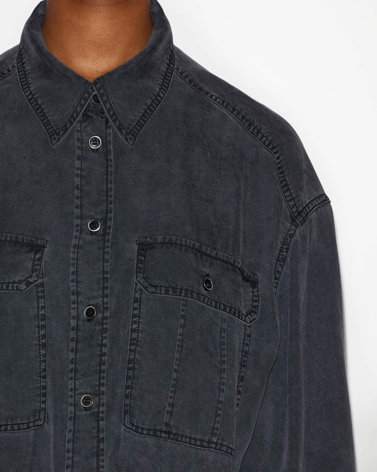 Combinaison paige longue en chambray - Noir délavé - Woman - 2