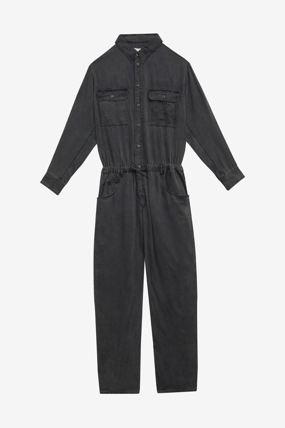 Patric long chambray jumpsuit - Black - Man - 1
