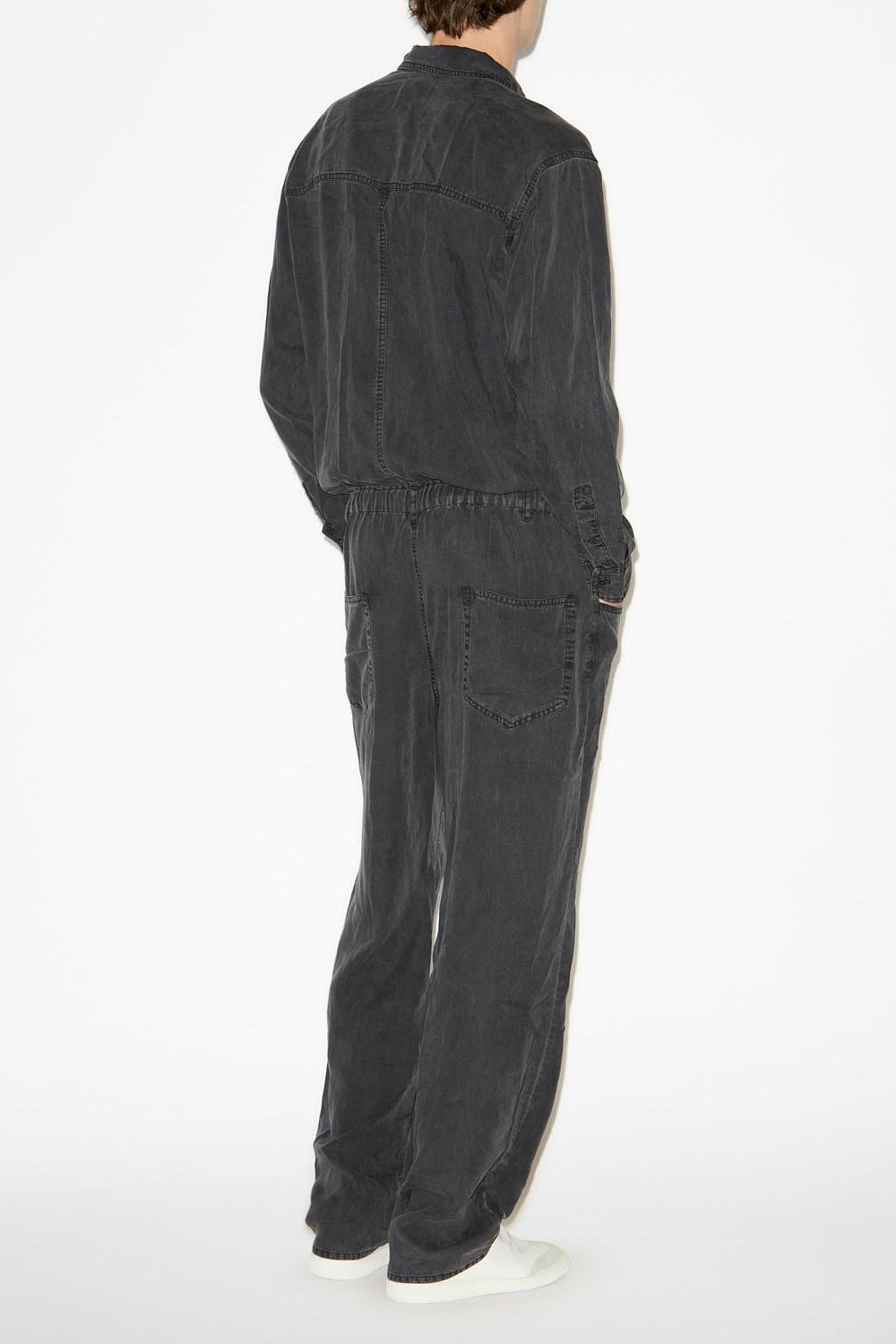 Patric long chambray jumpsuit - Black - Man - 4