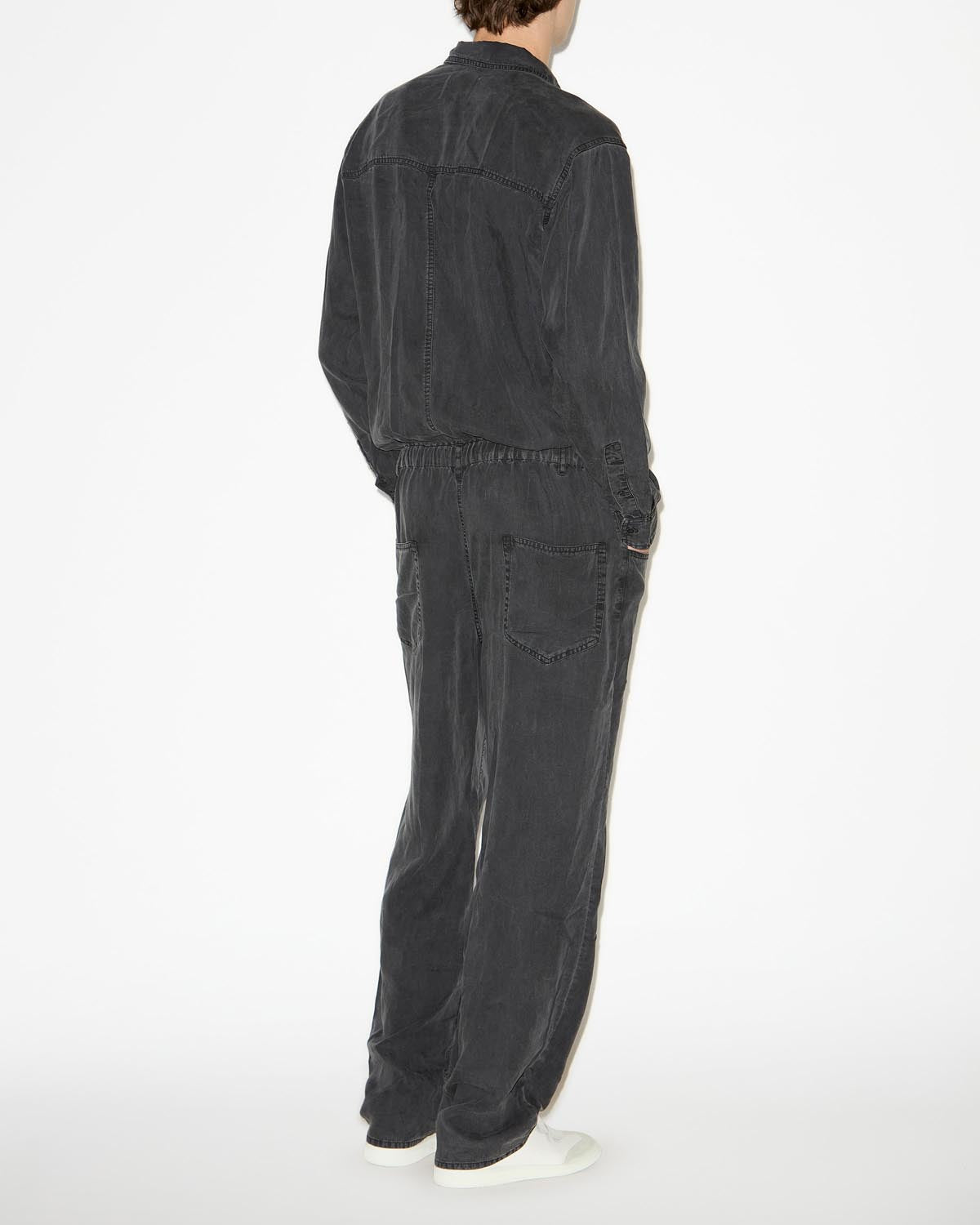 패트릭(patric) 샹브레 롱 점프수트 - 검정으로 씻어낸 - Man - 3