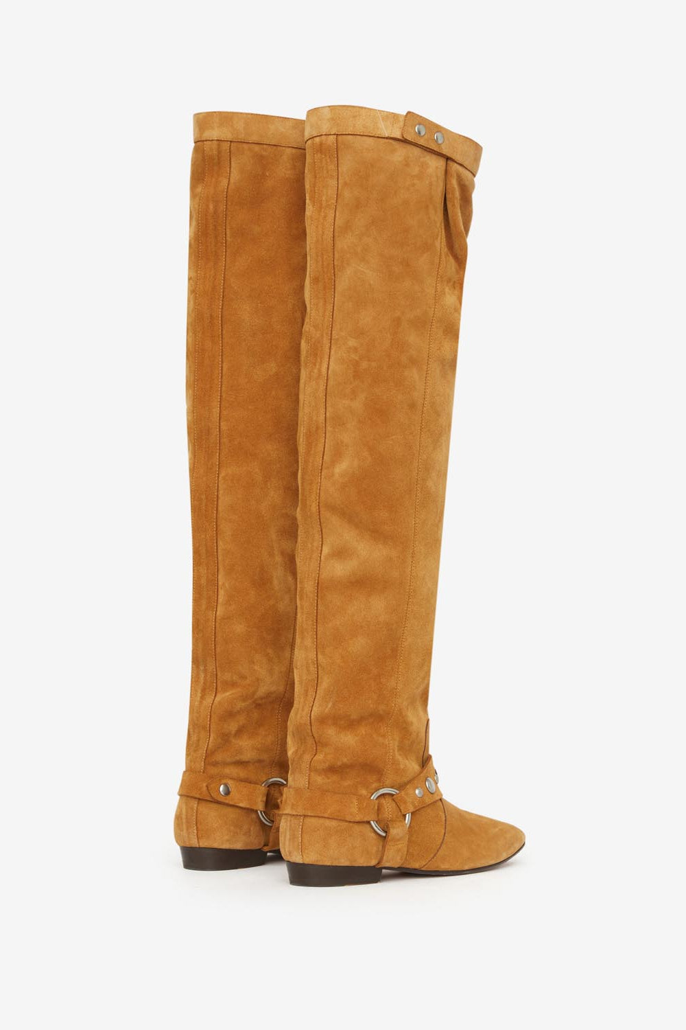 Selize flat-heeled thigh boots in suede calfskin leather - Cognac - Woman - 2