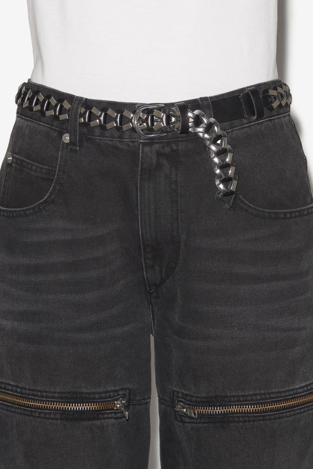 Cetju interlaced leather and metal belt - Black - Woman - 4