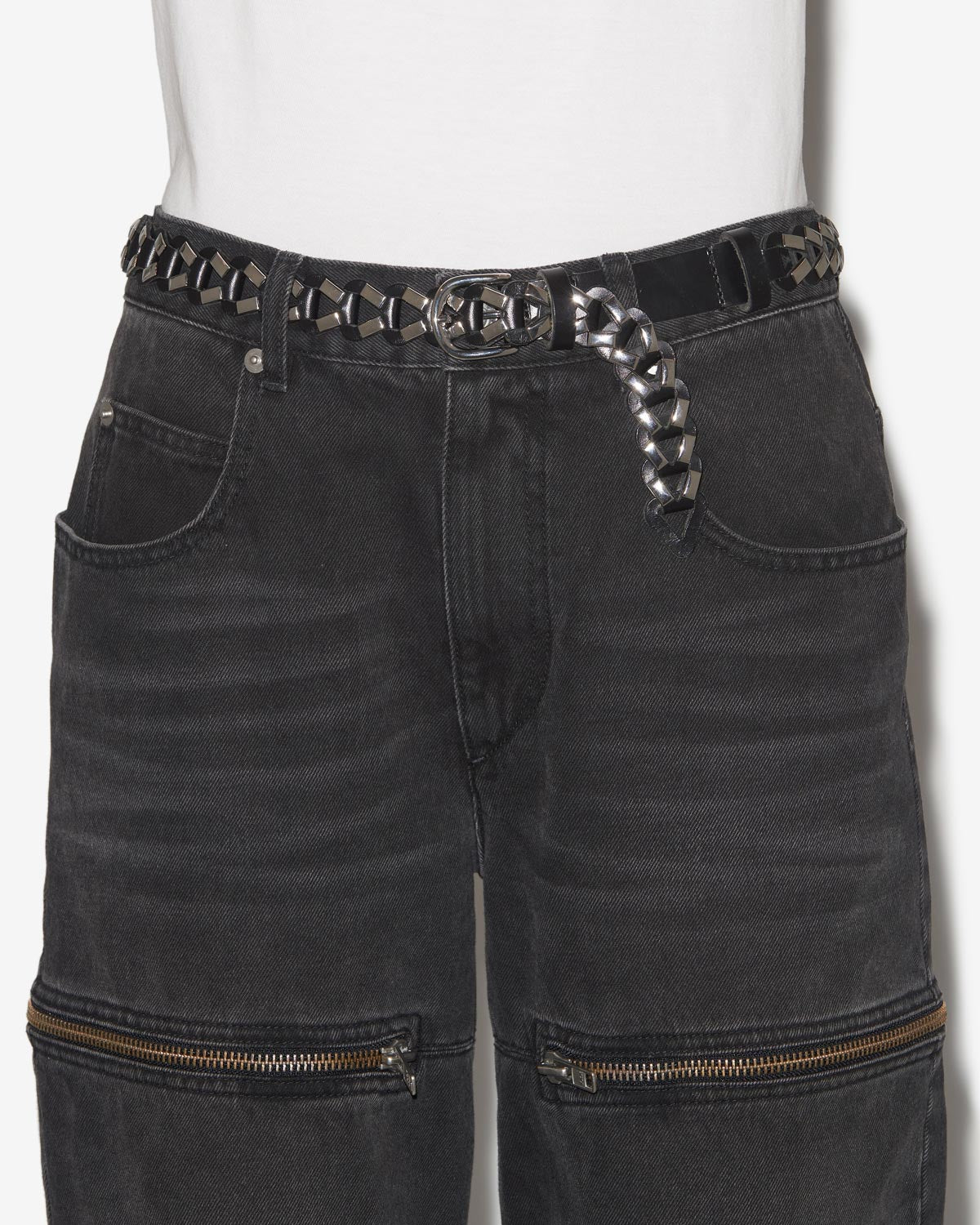 Cetju interlaced leather and metal belt - Black - Woman - 4