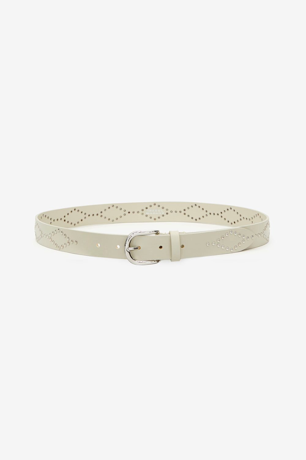Ceinture en cuir clouté liliana - Écru-argenté - Woman - 1