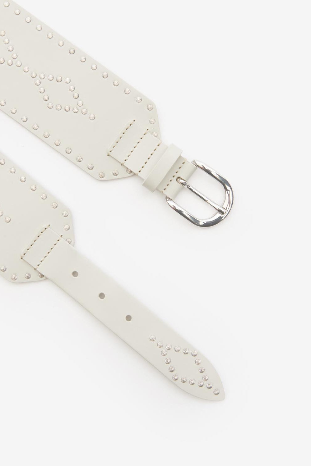 Ceinture large en cuir clouté lucie - Écru-argenté - Woman - 3