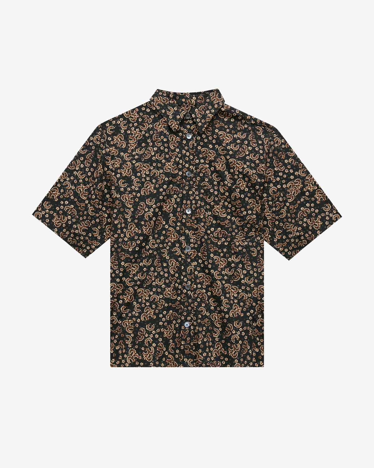 Camicia in cotone stampato a maniche corte labilio - Black-ochre - Man - 5