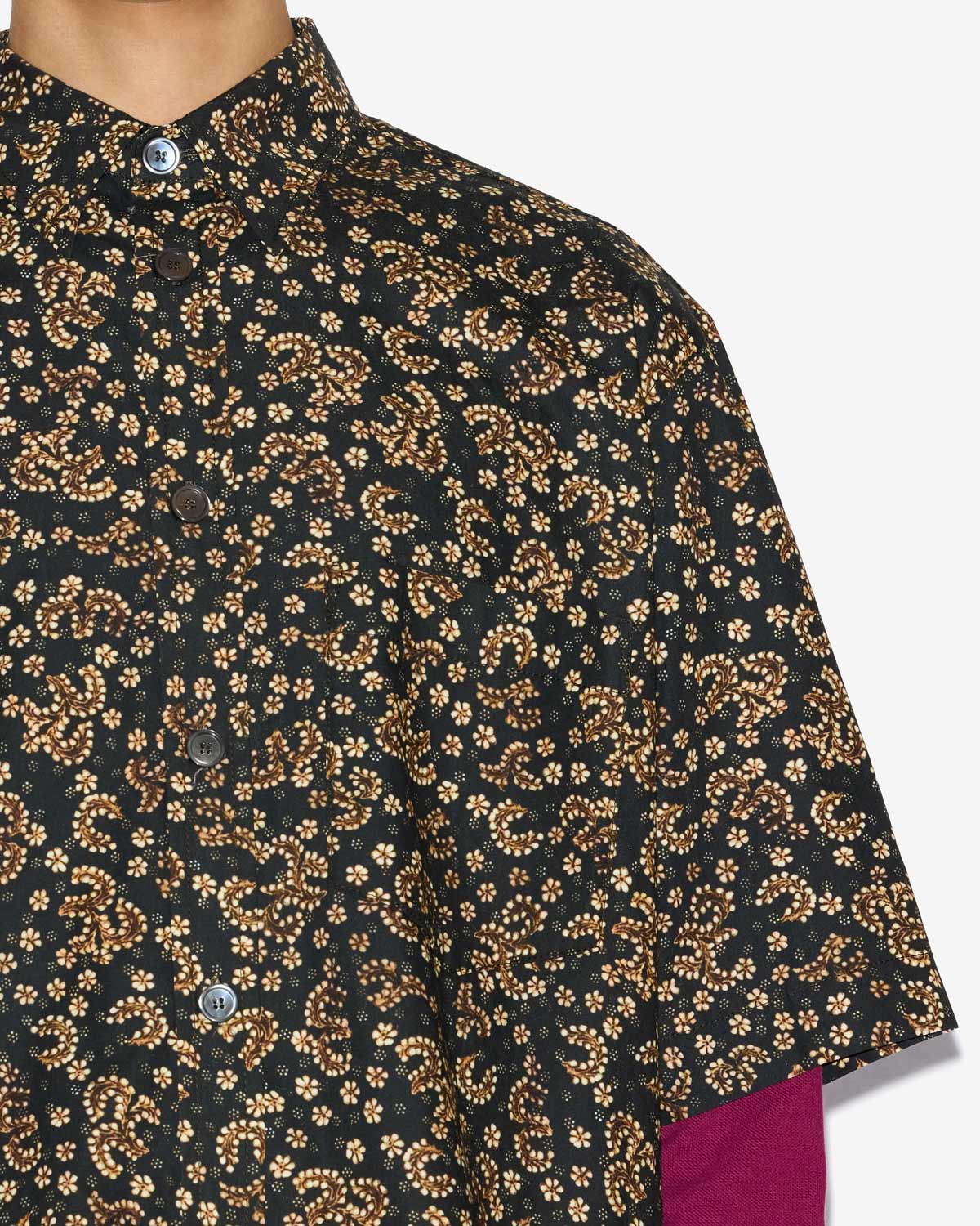 Camicia in cotone stampato a maniche corte labilio - Black-ochre - Man - 2