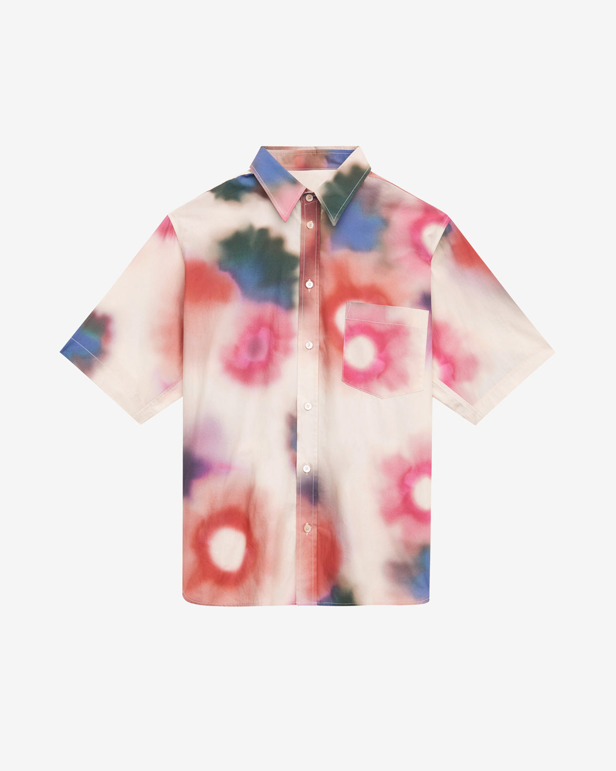 Camicia in cotone stampato a maniche corte labilio - Ecru - Man - 5