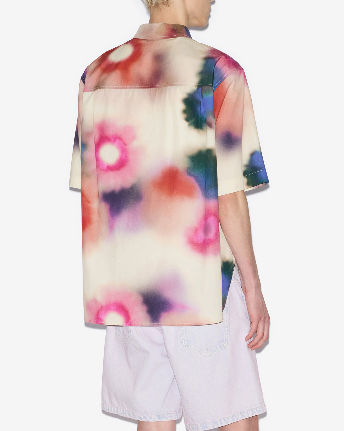 Camicia in cotone stampato a maniche corte labilio - Ecru - Man - 4