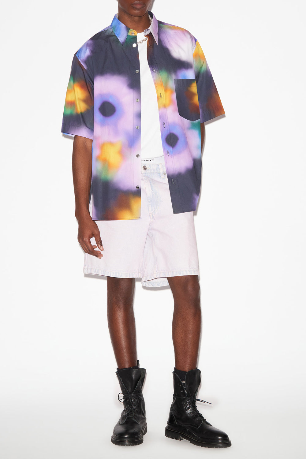 Camicia in cotone stampato a maniche corte labilio - Faded night - Man - 2