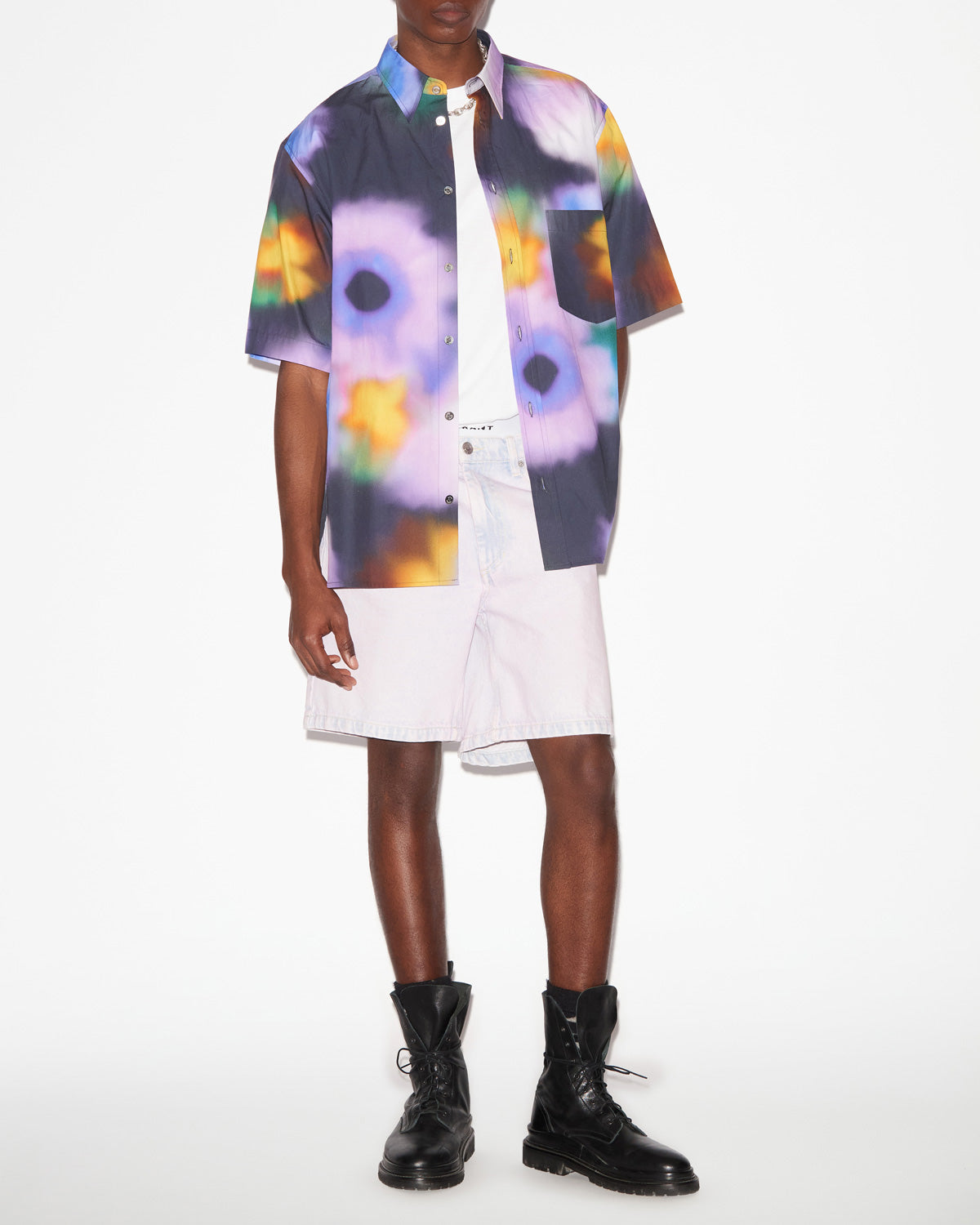 Camicia in cotone stampato a maniche corte labilio - Faded night - Man - 1