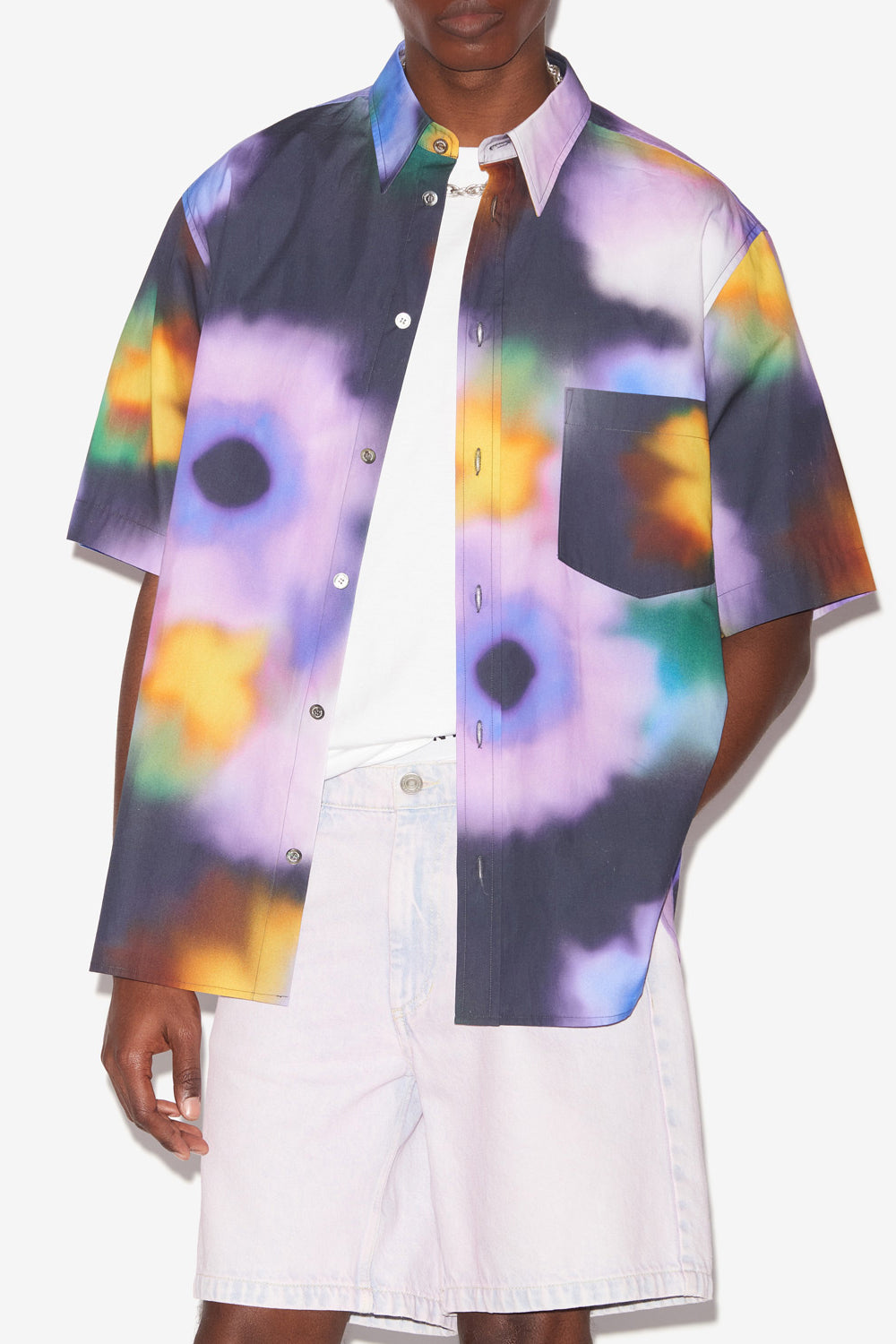 Camicia in cotone stampato a maniche corte labilio - Faded night - Man - 4