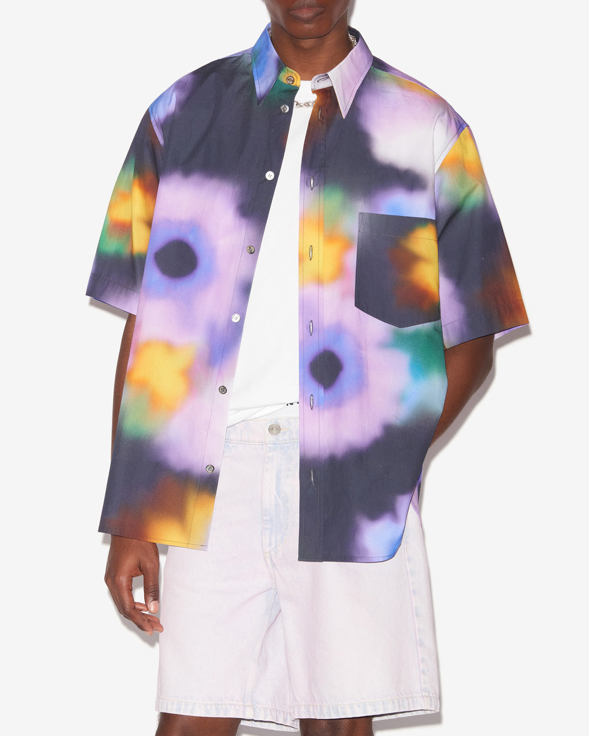 Camicia in cotone stampato a maniche corte labilio - Faded night - Man - 3