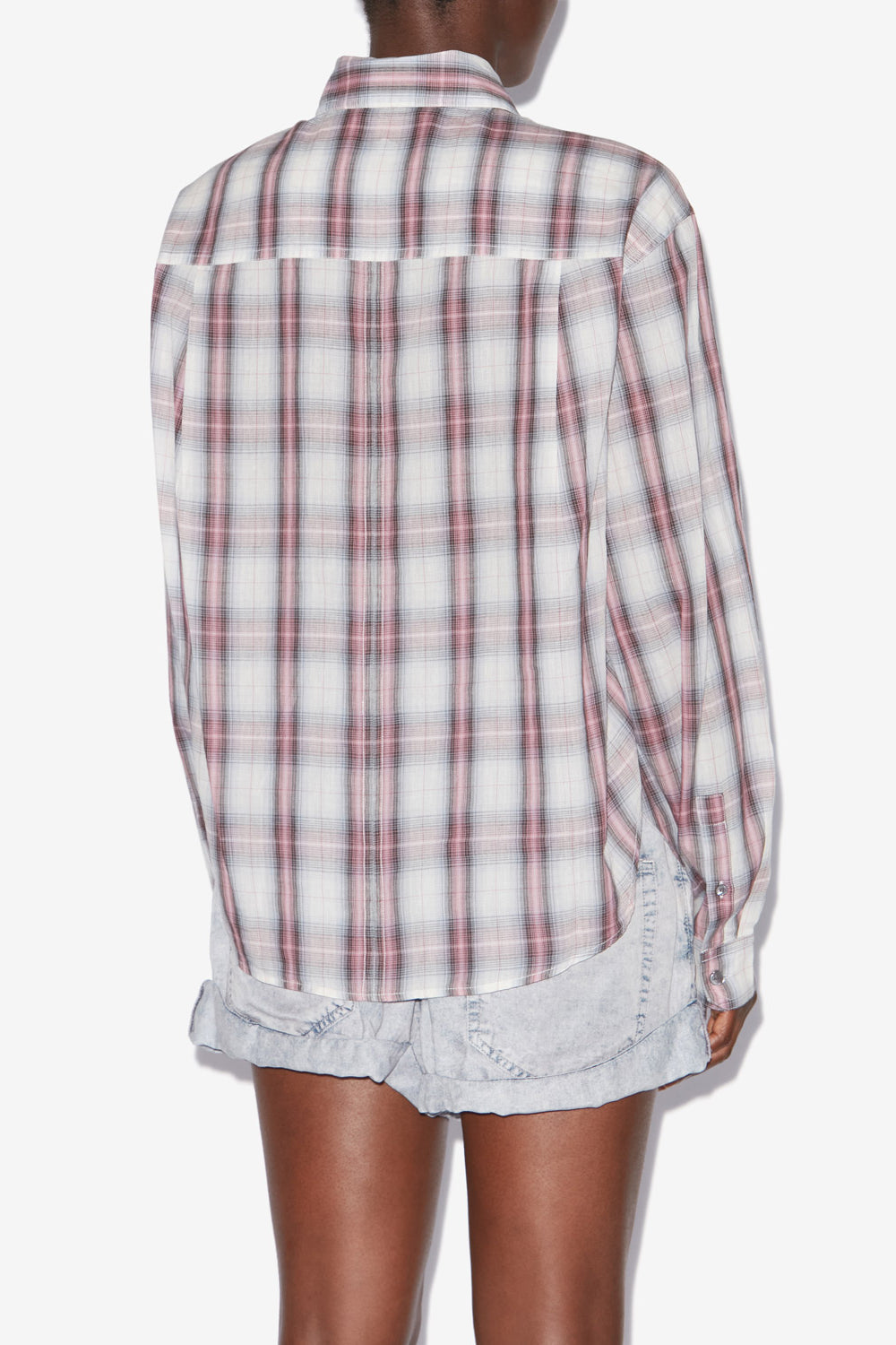 Camisa con nudo nath de algodón a cuadros - Ecru-pink - Woman - 5