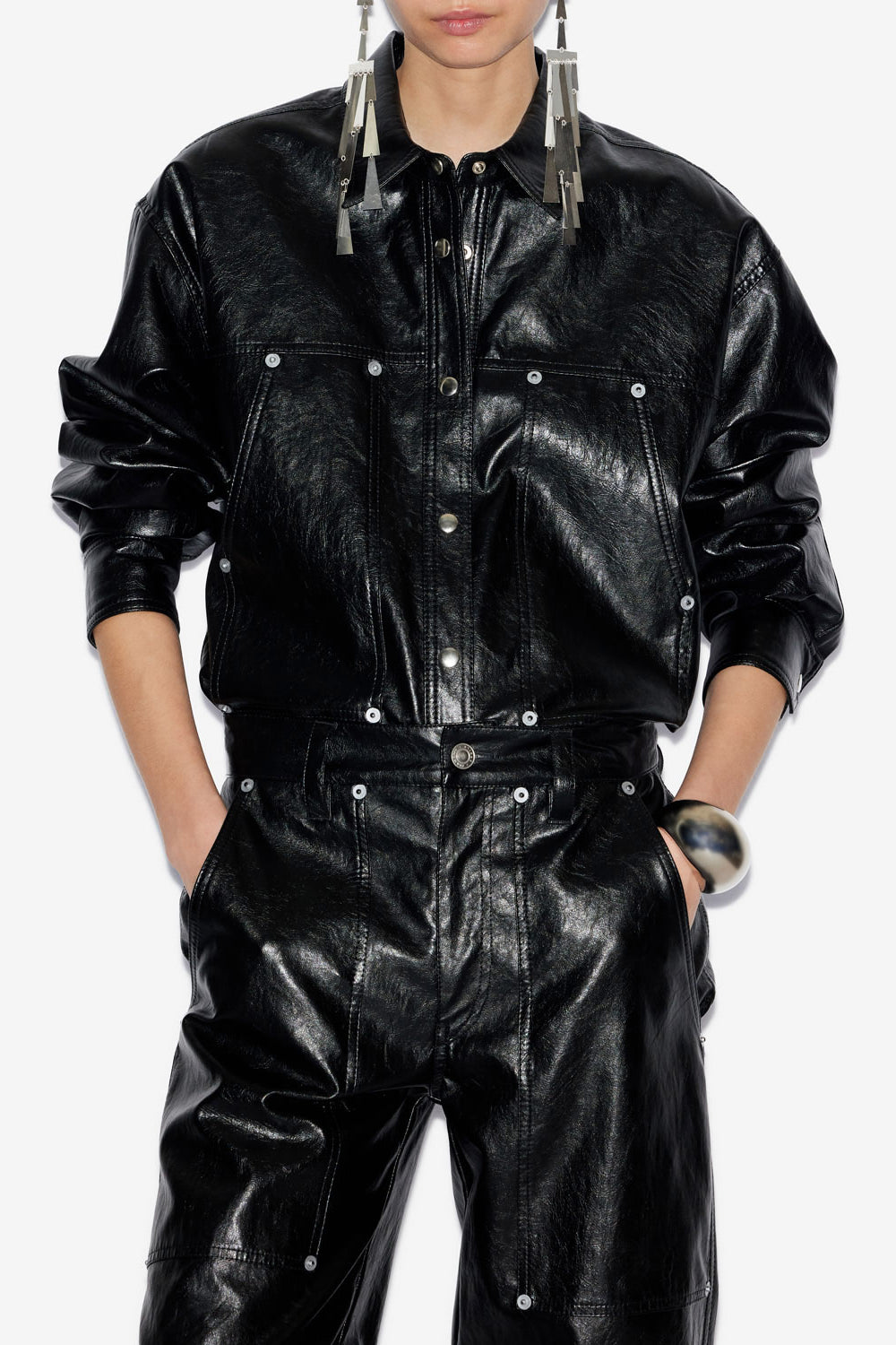 Camisa abelia efecto piel - Negro - Woman - 4