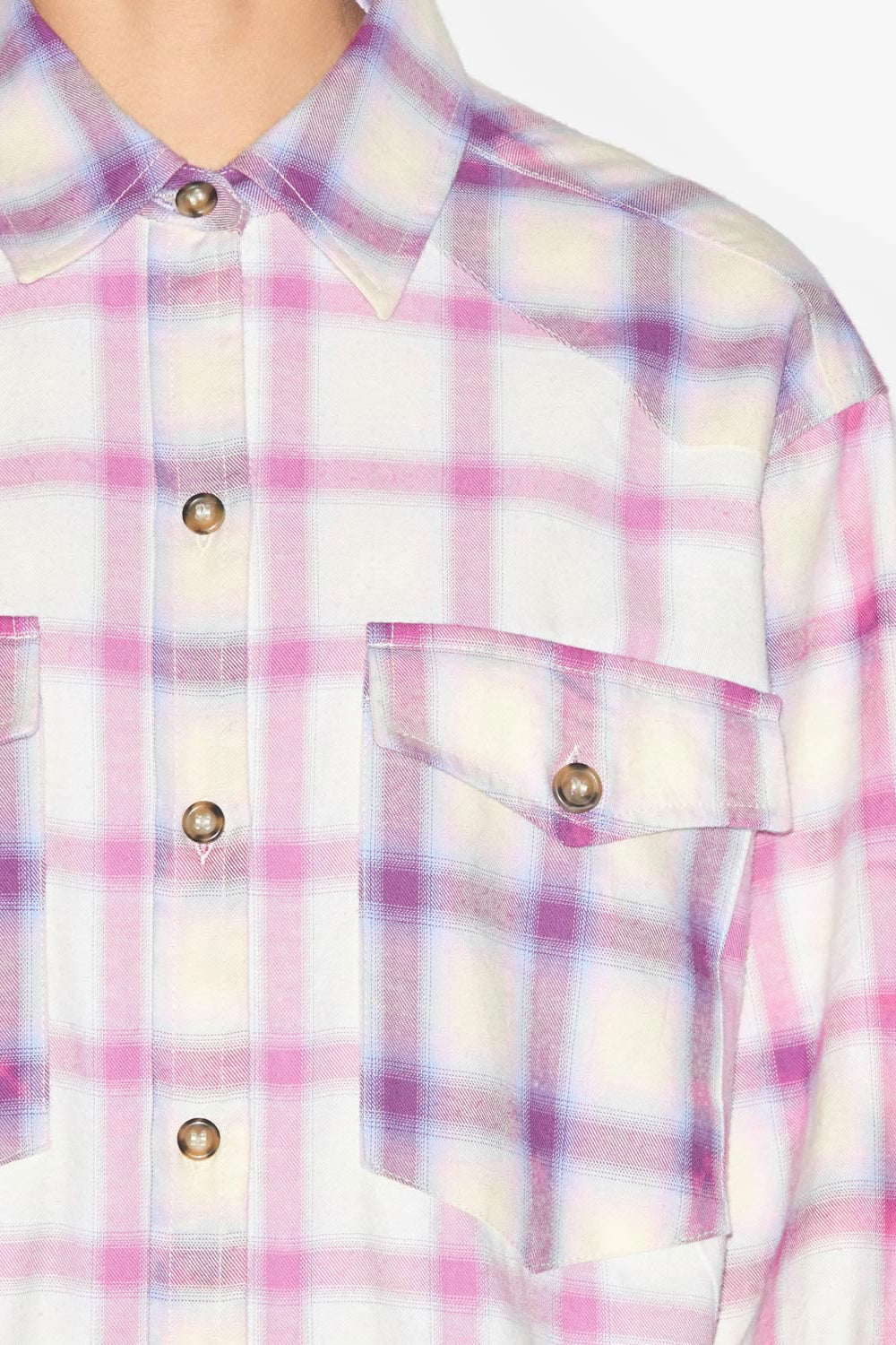 Camisa trixi de algodón a cuadros trixi - Lilac-ecru - Woman - 3