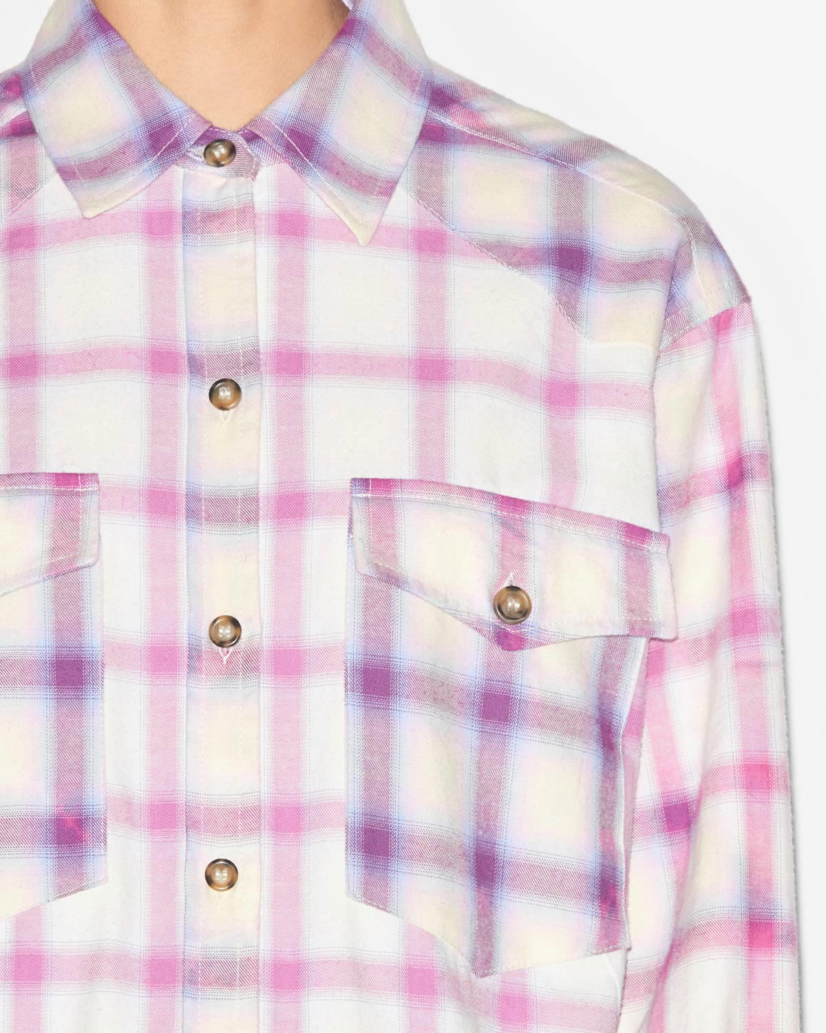 Trixi checkered cotton shirt - Lilac-ecru - Woman - 2