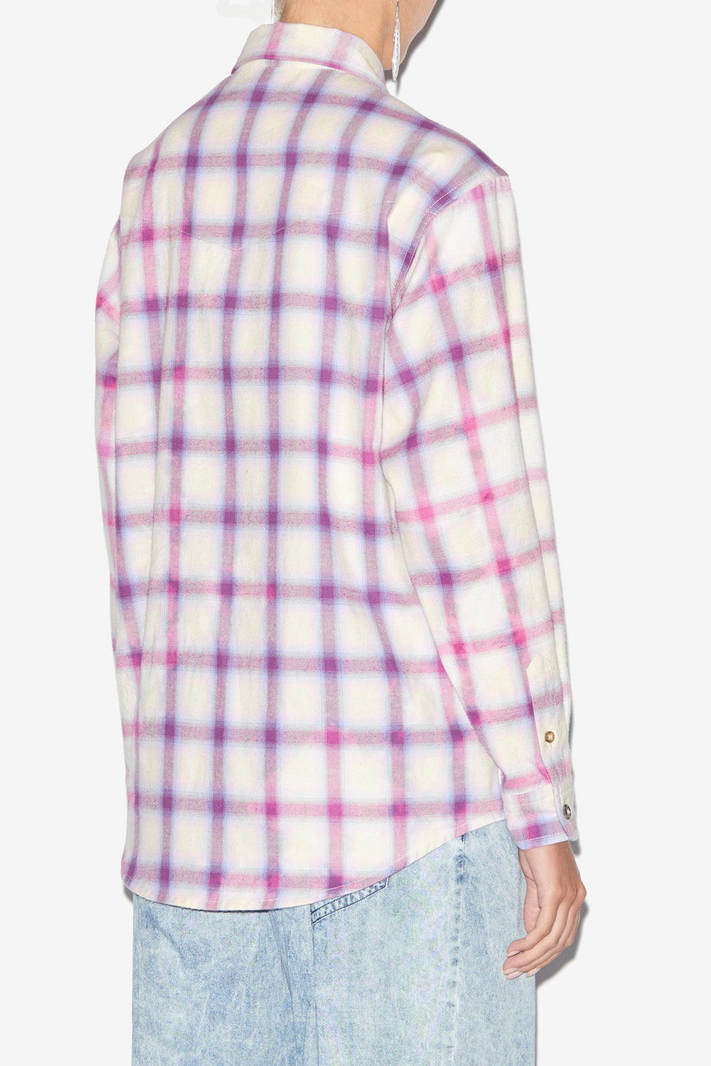 Camisa trixi de algodón a cuadros trixi - Lilac-ecru - Woman - 5