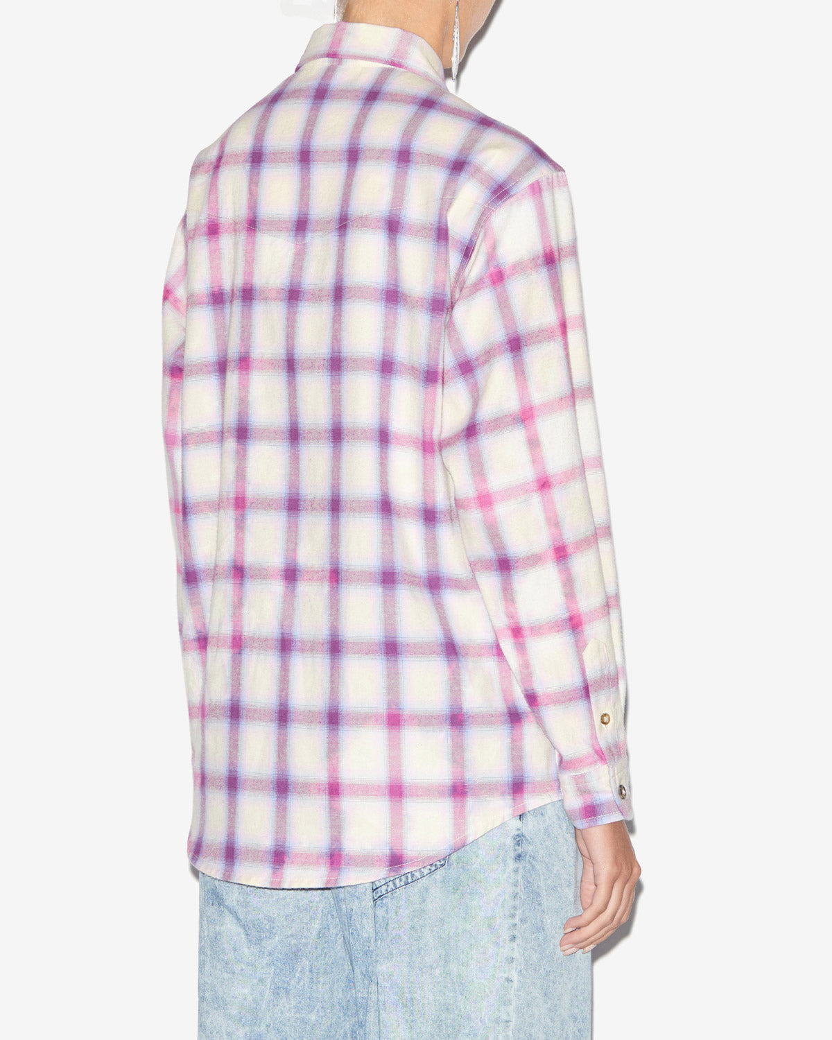 Trixi checkered cotton shirt - Lilac-ecru - Woman - 4