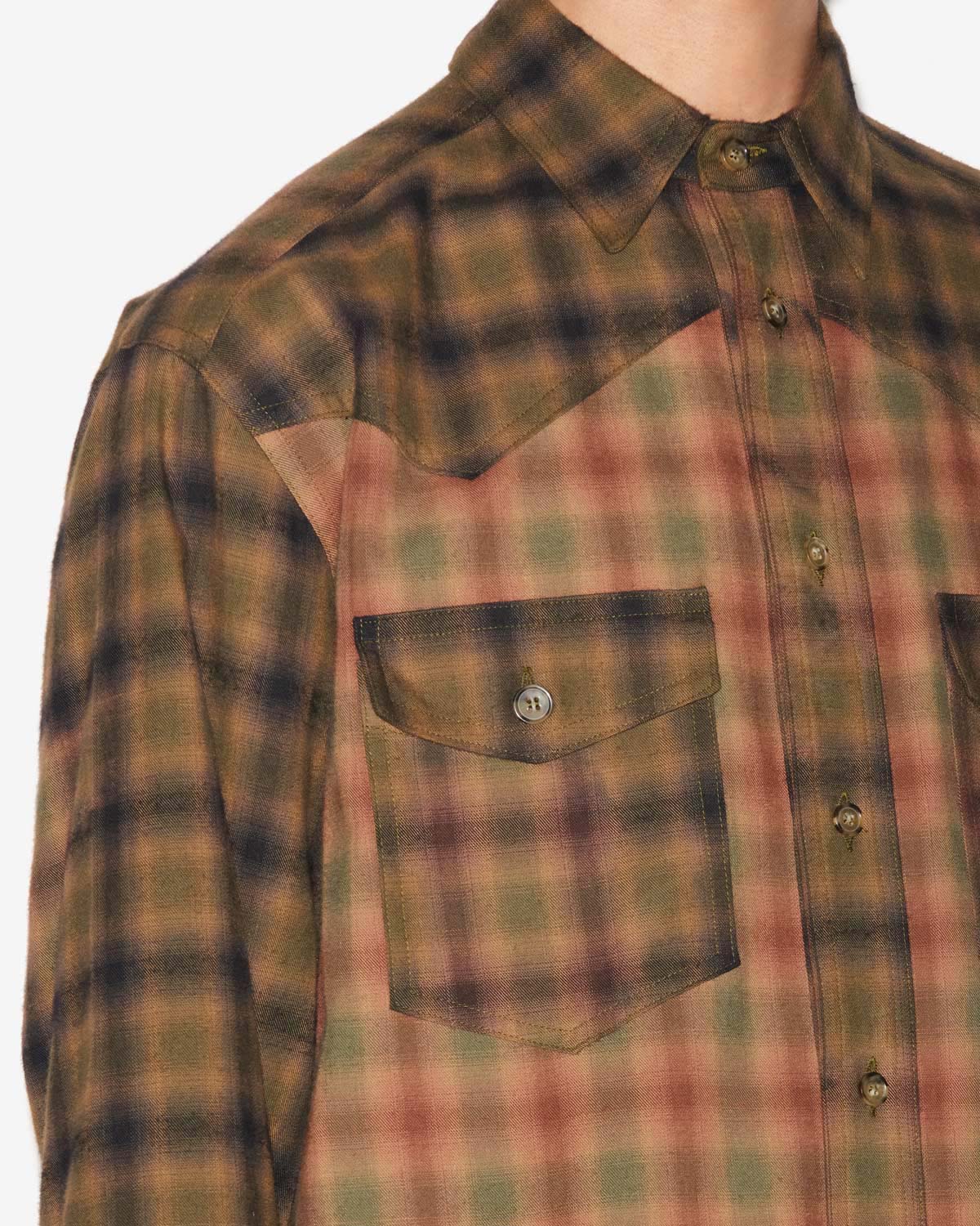 Sulivan checkered cotton shirt - Khaki-khaki - Man - 2
