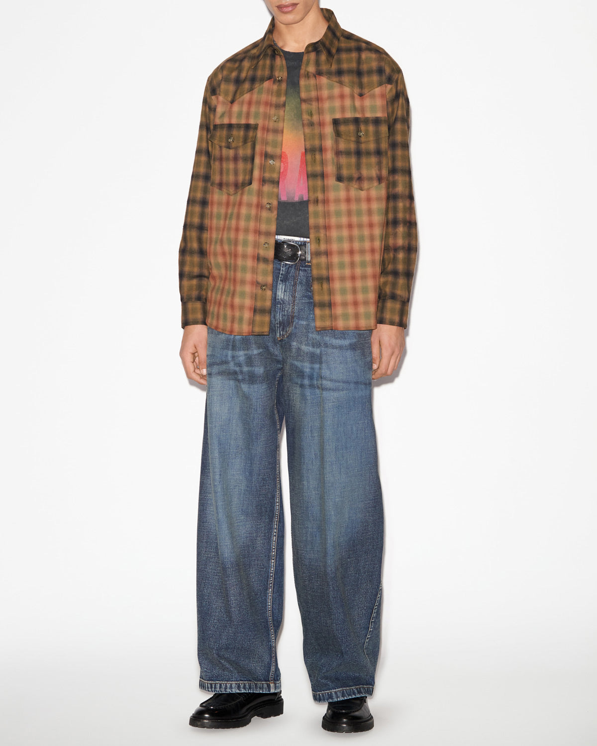 Sulivan checkered cotton shirt - Khaki-khaki - Man - 1