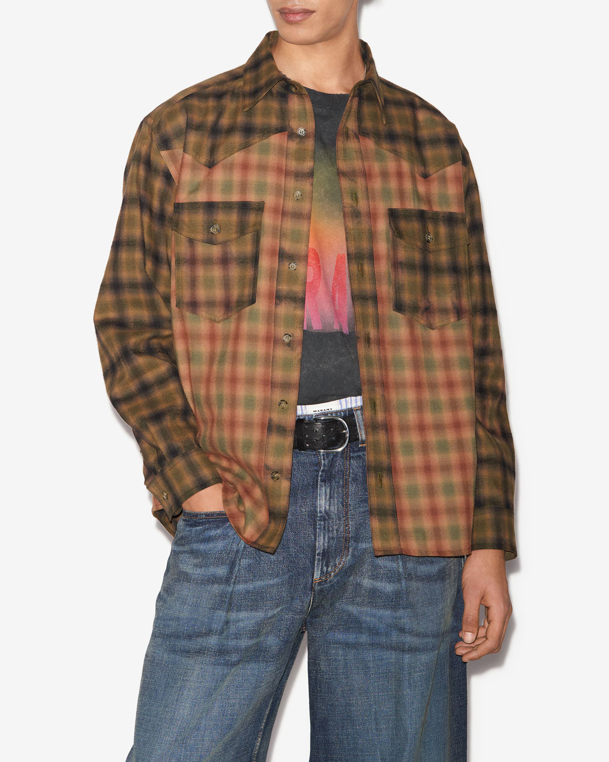 Sulivan checkered cotton shirt - Khaki-khaki - Man - 3