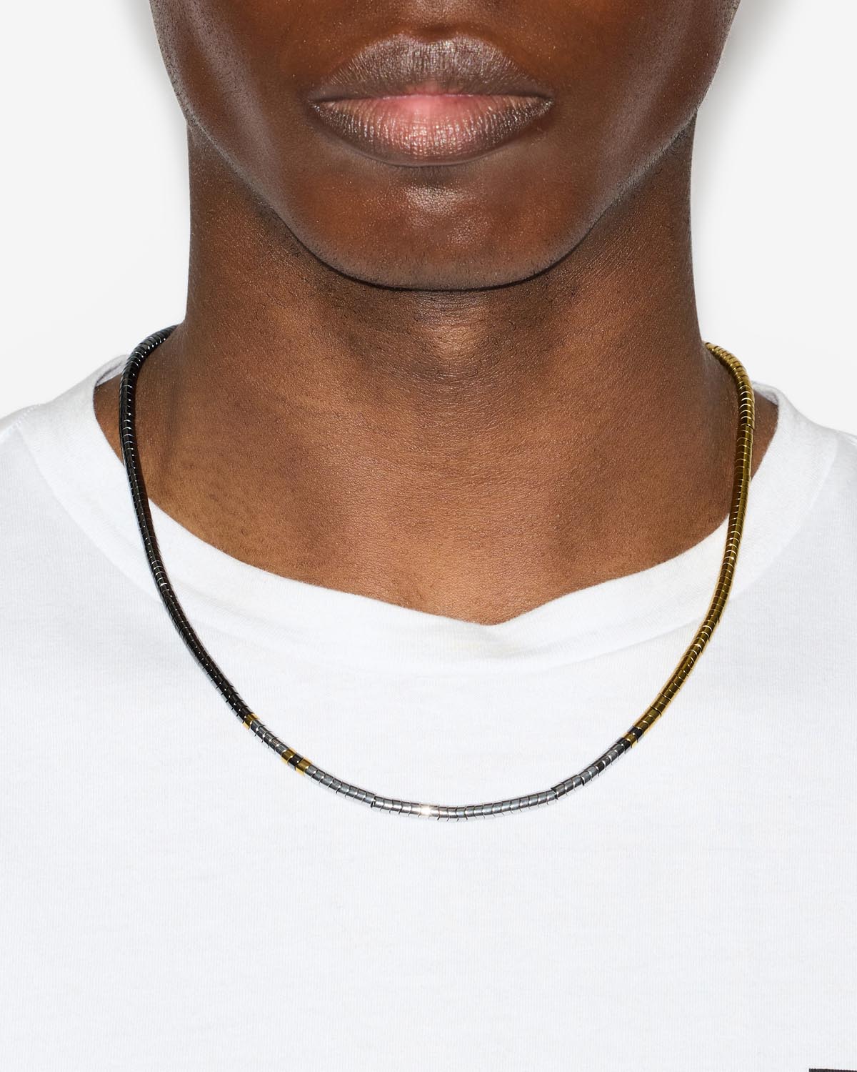 Collar de piedra natural y latón lenno - Gun metal - Man - 2