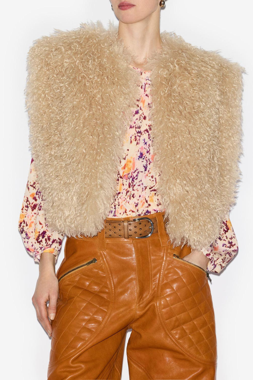 Gilet florana sans manches effet fourrure - Écru - Woman - 4