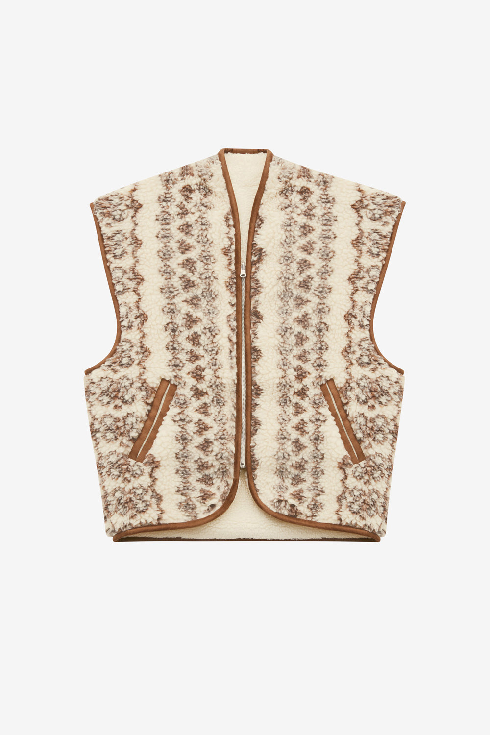 Maximilia sheepskin style vest - Ecru-brown - Woman - 1