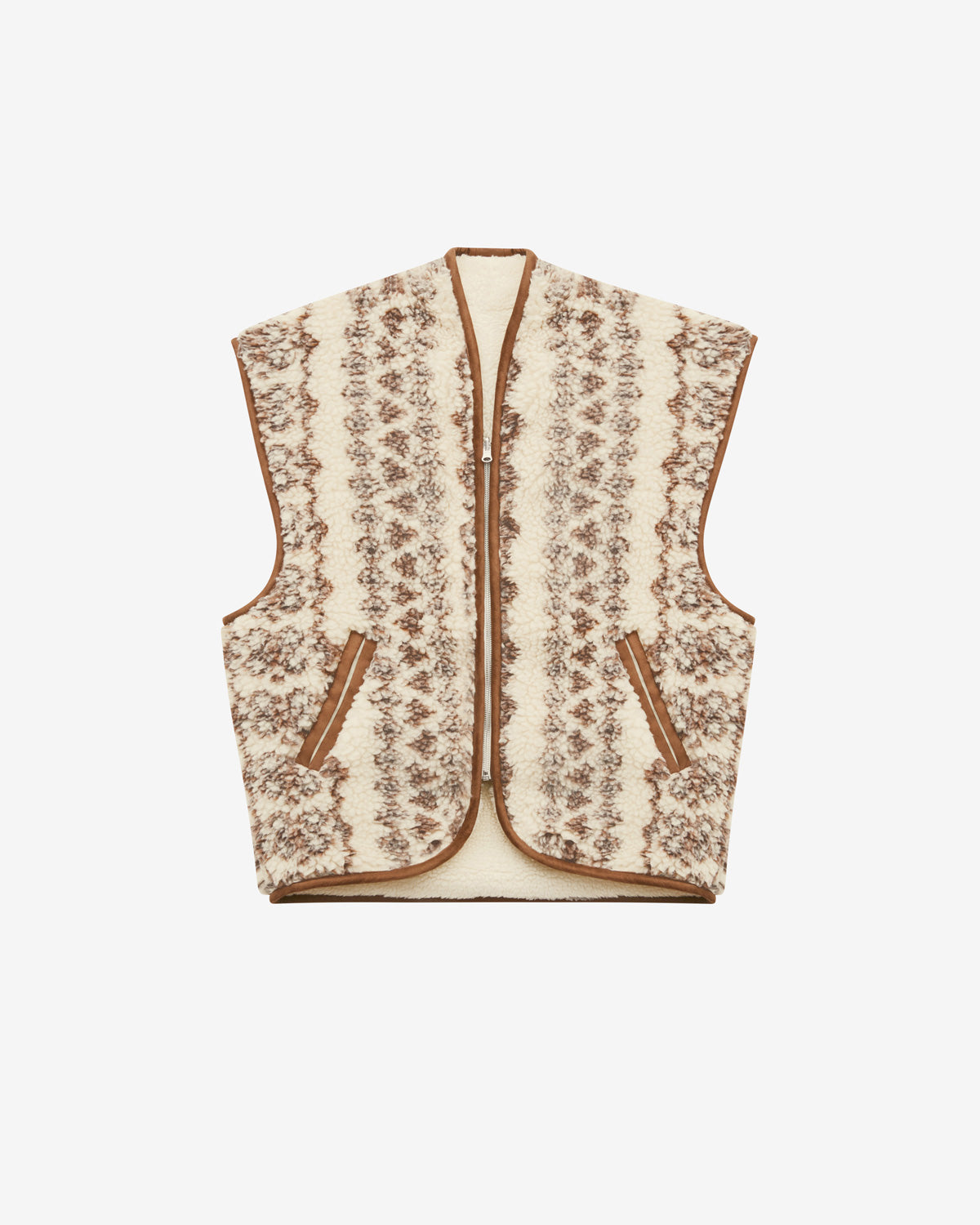 Maximilia sheepskin style vest - Ecru-brown - Woman - 3