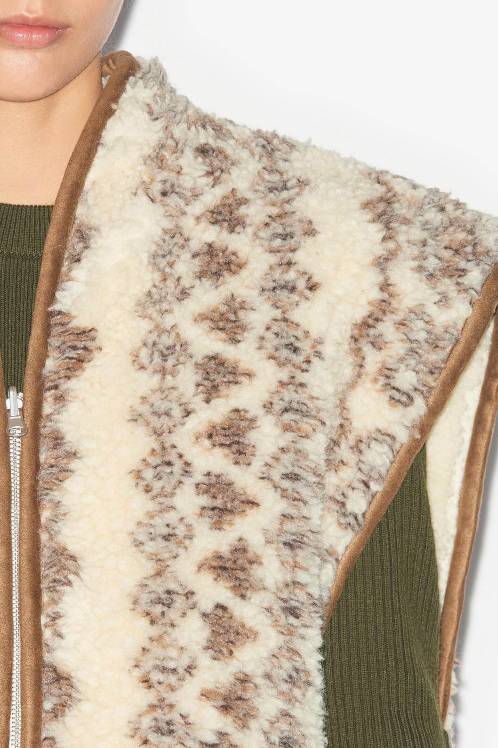 Maximilia sheepskin style vest - Ecru-brown - Woman - 2