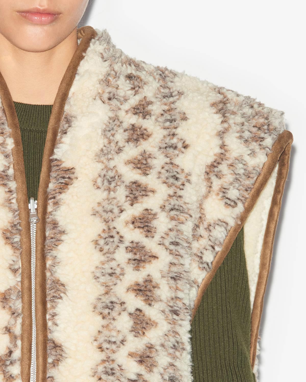 Maximilia sheepskin style vest - Ecru-brown - Woman - 1