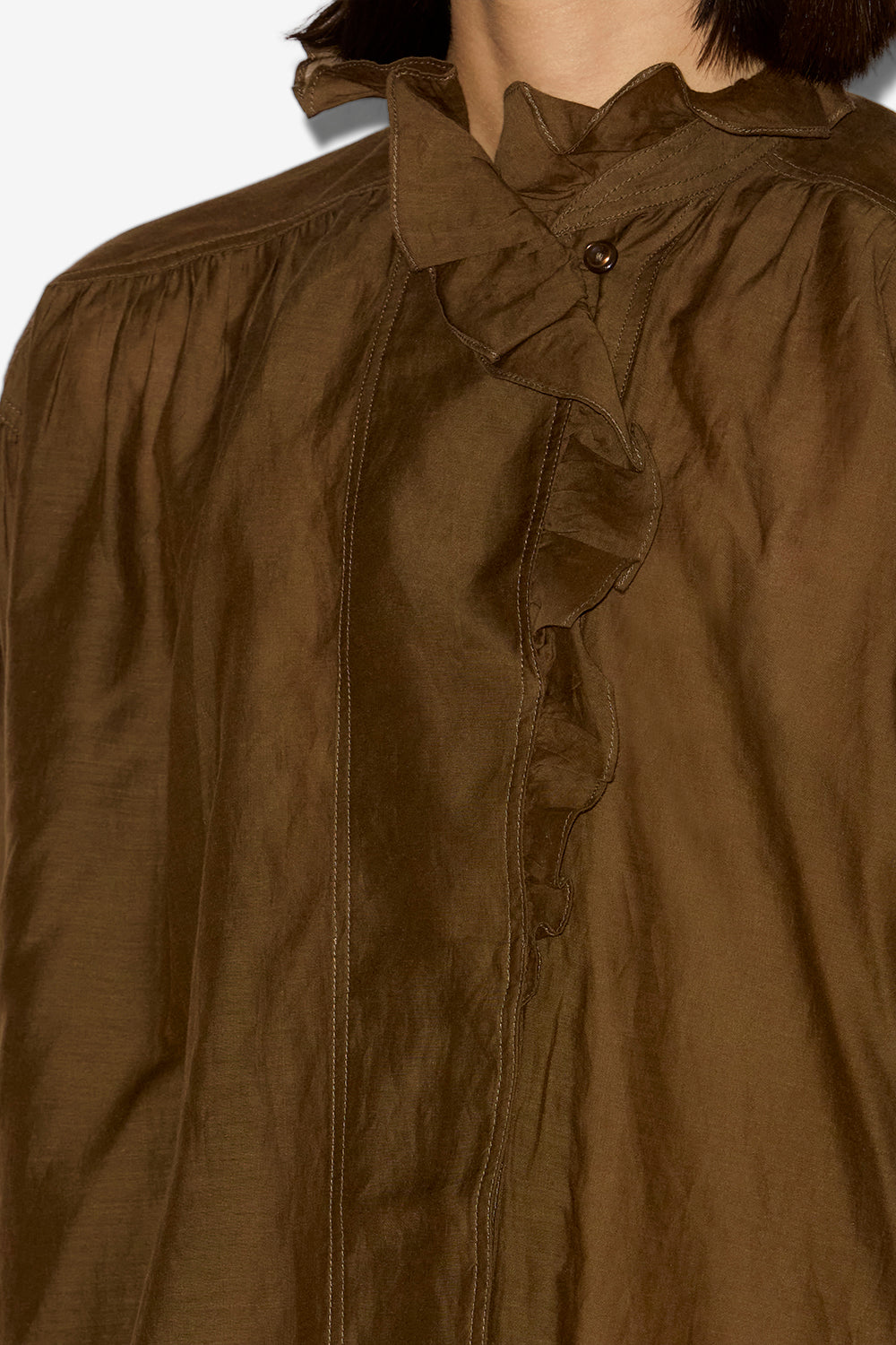 Top pamias con volantes - Dark khaki - Woman - 3