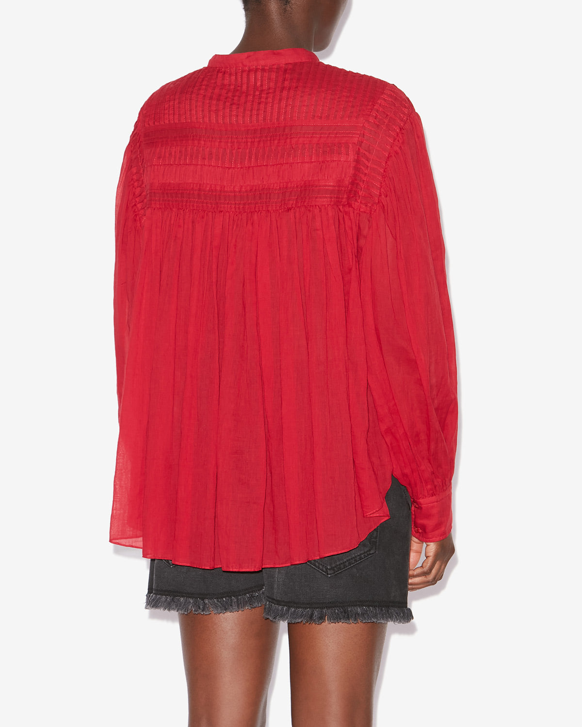 Plalia gathered cotton voile blouse - Red - Woman - 4