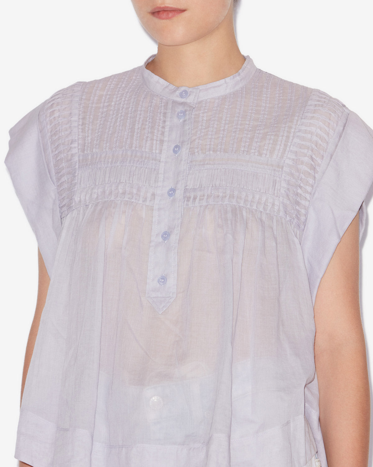 레아자 주름진 코튼 보일 탑 - Baby lilac - Woman - 2