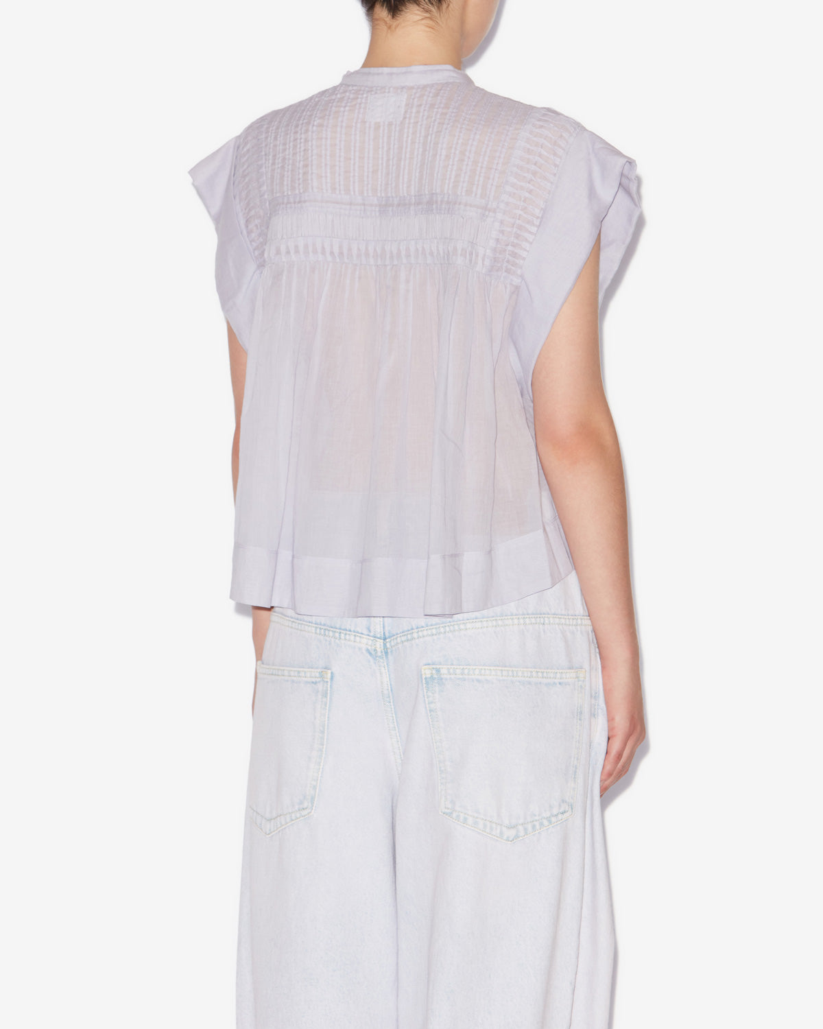 레아자 주름진 코튼 보일 탑 - Baby lilac - Woman - 4