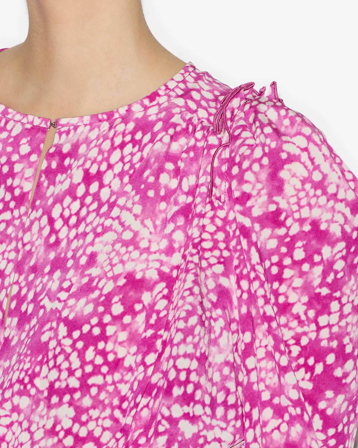 자르가(zarga) 실크 프린트 플리츠 블라우스 - Fuchsia-white - Woman - 2