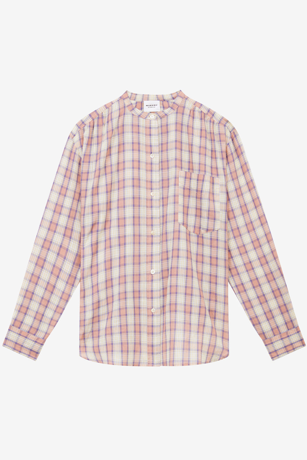 Blusa mexika de gasa de algodón a cuadros - Antik pink-yellow - Woman - 1