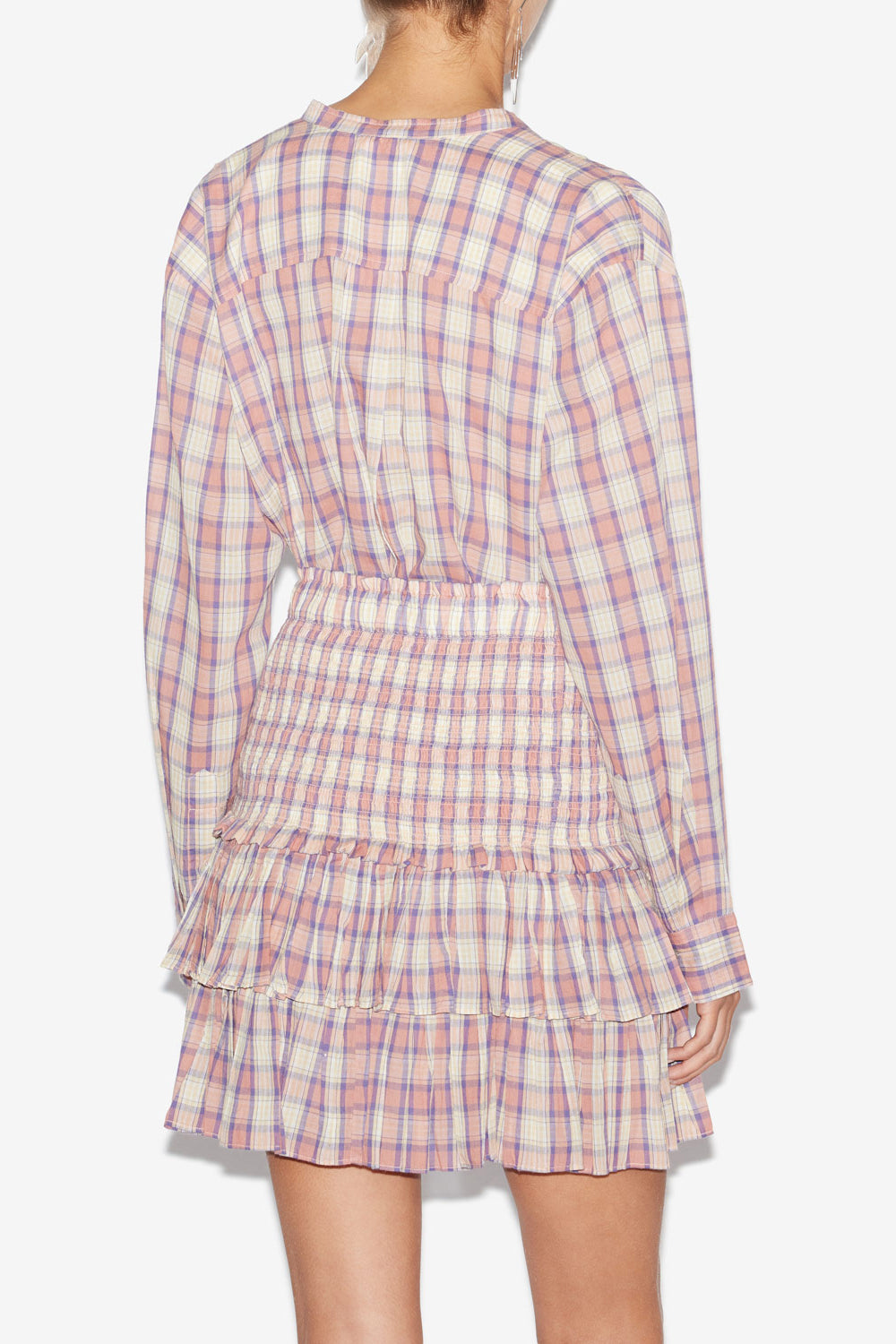 Blusa mexika de gasa de algodón a cuadros - Antik pink-yellow - Woman - 5