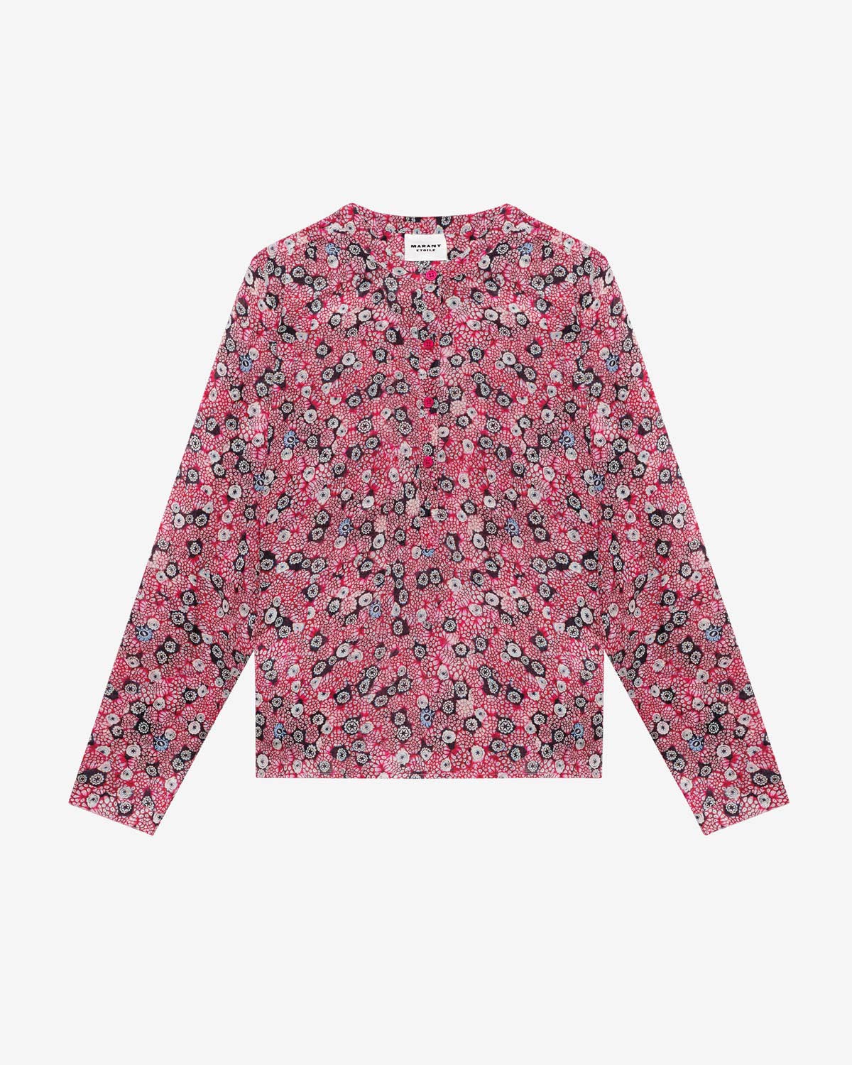 Maria blouse in printed cotton voile - Raspberry-black - Woman - 5
