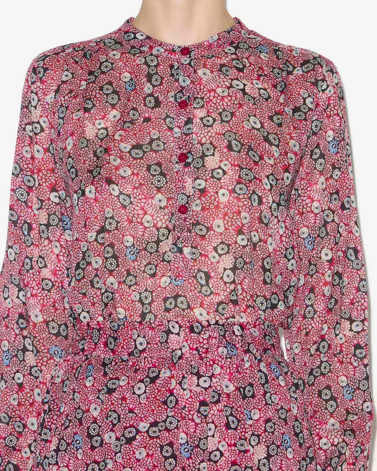Maria blouse in printed cotton voile - Raspberry-black - Woman - 2