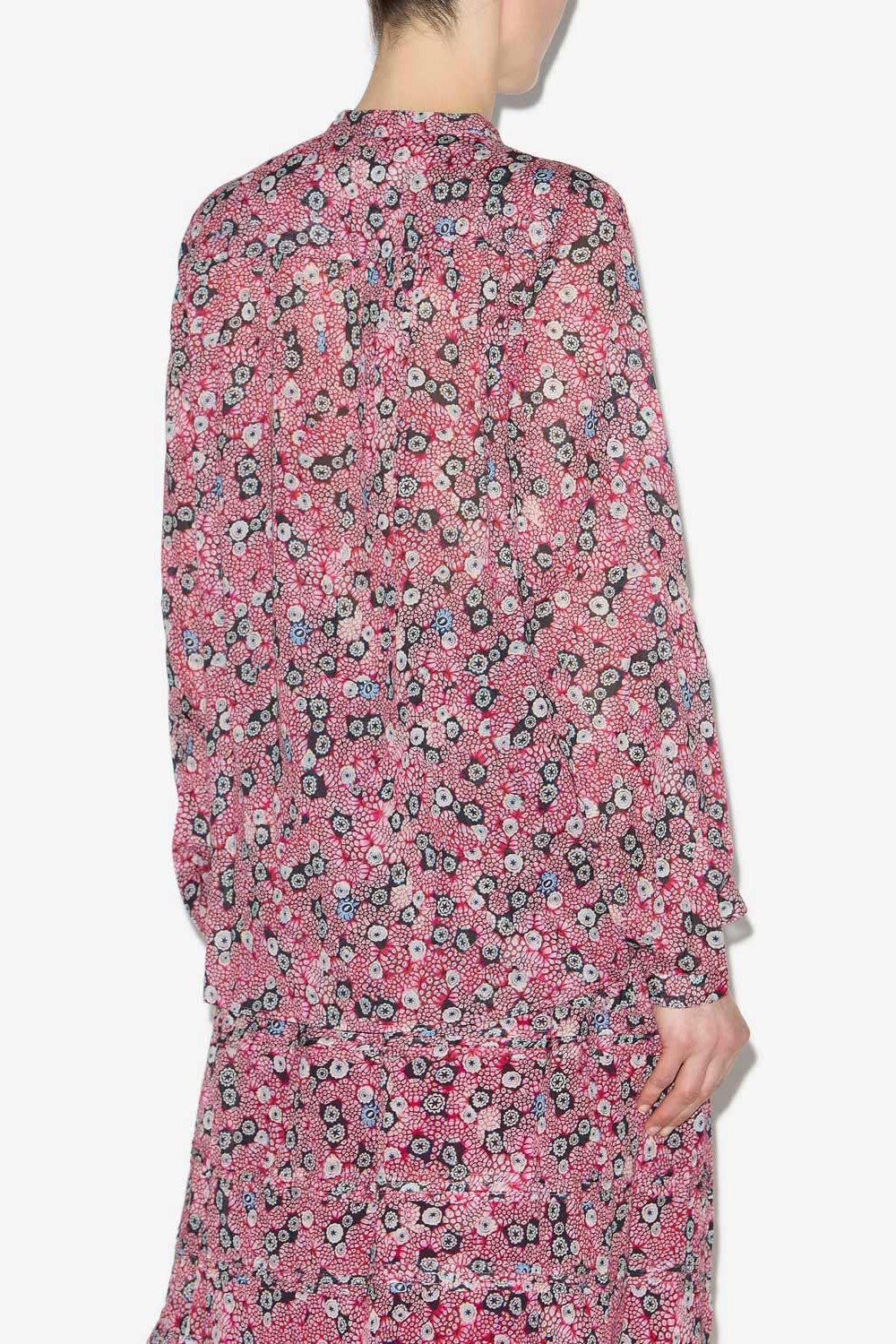 Blusa maria de gasa en algodón estampado - Raspberry-black - Woman - 5